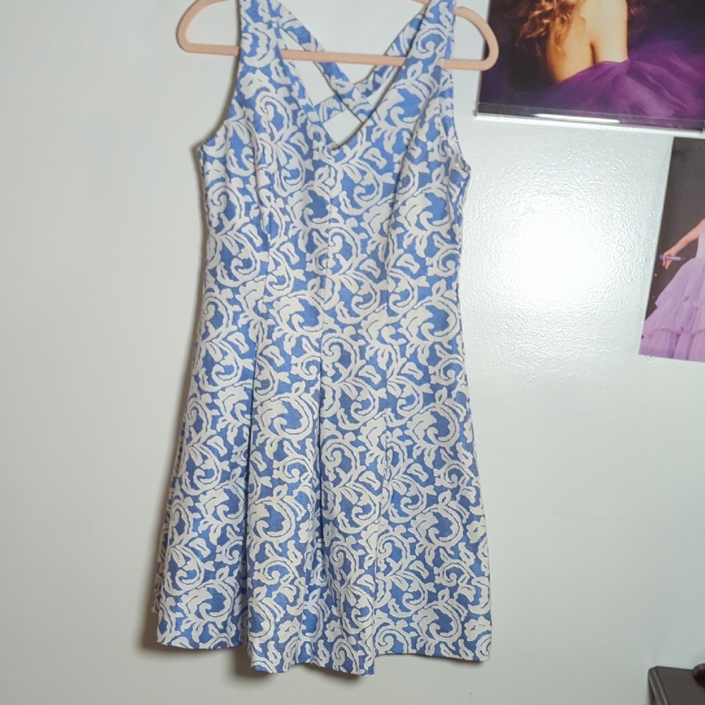 Just... Taylor Blue White Preppy Dress Size 8